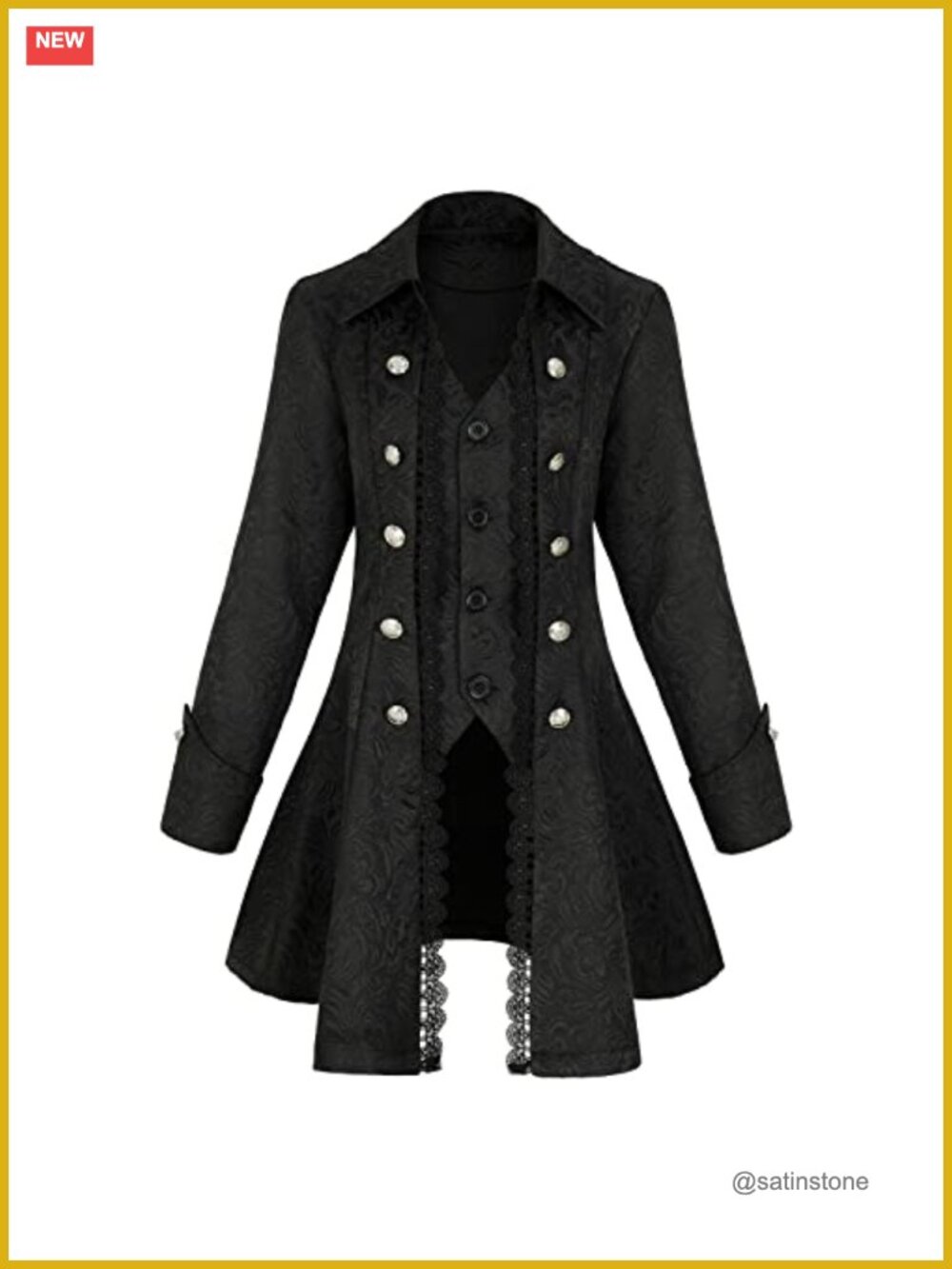 Steampunk Gothic Pirate Jacket Lace Trim Lace-Up Back Cosplay